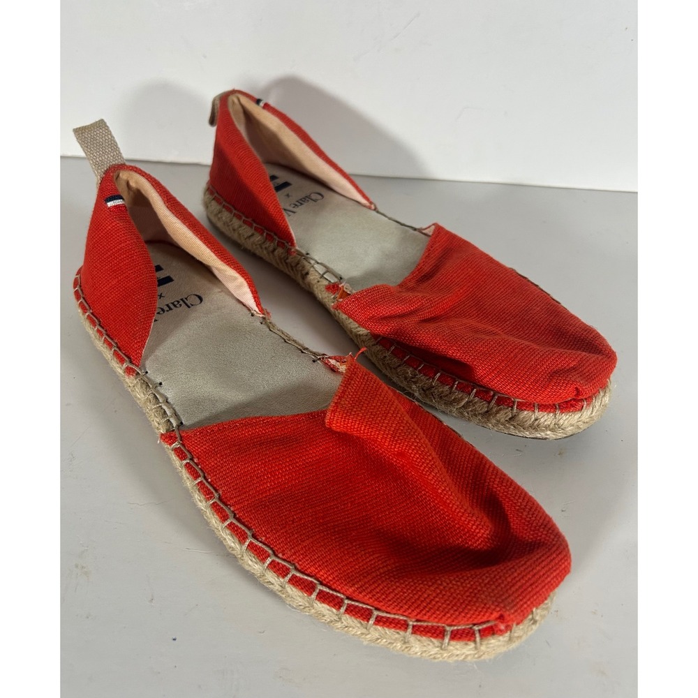 Clare V x TOMS Red Canvas Espadrille Slip On Flats Womens 7.5